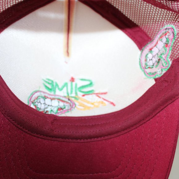 Slime Talk Men's Maroon Trucker Baseball Snapback Hat Cap - Picture 6 of 12
